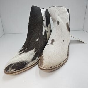 Myra Bag Cowhide Ankle Boots - Black and White